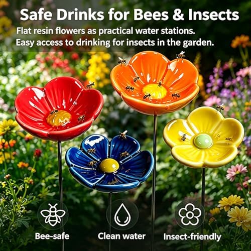 Ceramic Bee Watering Station for Garden, Blossom Water Cups for Bees，12 - Image 2