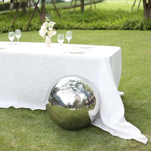 Tableclothsfactory Silver Stainless Steel Gazing Globe Mirror Ball, Reflective Shiny Hollow Garden Spheres - 20" - Image 6