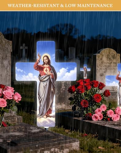 Solar Jesus Cross Light, Grave Decorations for Cemetery Memorial - Image 6
