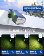 AUDERWIN 4 Pack 63 LED 3 Lighting Modes IP65 Waterpoof Solar Spot Warm Lights and 2 Pack 294 LED IP67 Solar Flood Lights - Image 2