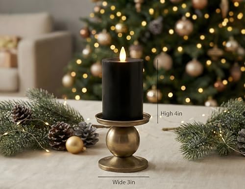 Flameless Pillar Candles Flickering with Remote Timer, Battery Operated LED Candles Up to 400 Hours, 3D Moving Flame Real Wax Candles. (Black) - Image 3