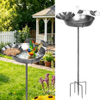 Echaprey Metal Bird Bath Outdoor Removable Bowl Heavy Duty Rustproof Gray by Echaprey