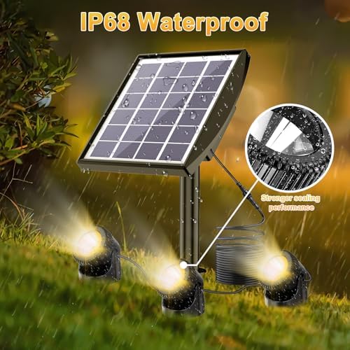 Solar Pond Lights, 3-in-1 Warm White Underwater Pond Lights, Smart Auto ON/Off Submersible LED Fountain Lights with 3-Brightness Modes, IP68 Waterproof for Pond, Garden, Patio, Pool, Waterfall Decor - Image 5