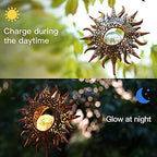 DesGully Solar Wind Chimes, Sun Wind Chime Outdoor Clearance w/Glowing Crackle Glass LED Unique Wind Bells for Outside Waterproof Chimes, Gifts for Her/Him (42" Long Metal Chimes)… - Image 2