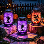 Halloween Solar Lanterns-Ghost &Cat Pumpkin Decor Hanging Mason Jar Lights - Image 4
