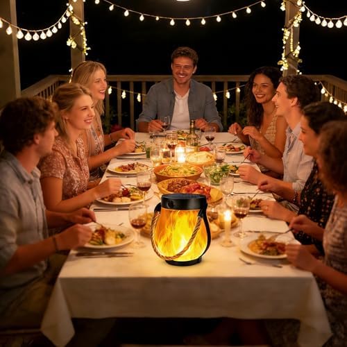 2 Pack Solar Lanterns Outdoor Waterproof, Flickering Flame Hanging Lanterns - Image 7