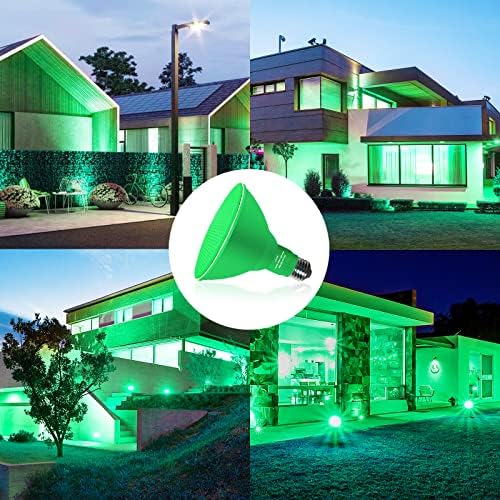 Gonhom PAR38 Flood Lights Outdoor,Dimmable LED Flood Light Bulbs,20W(Equivalent to 200W),E26 Base,Outdoor Porch,Holiday Lighting,LED Flood Light Bulb for Halloween,Christmas,4 Pack Green - Image 5