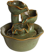 Organic Water Lily Ceramic 8" High Tabletop Outdoor Indoor Small Fountain - Image 2