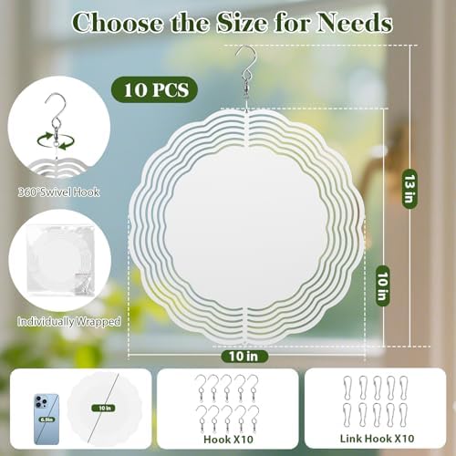 10 Packs 10 Inch Sublimation Wind Spinner Blanks, Aluminum - Image 2