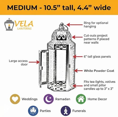 Vela Lanterns Decorative Indoor Candle Holder, Red/White/Blue, M, 6-Pack - Image 5