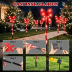 Solar 5PCS Christmas Bow Outdoor String Lights with Stakes Decor Red - Image 6