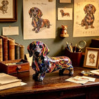 FUNSXBUG Colorful Dachshund Dog Statue Art Figurines Sculpture Collectibles Home Office Desktop Decor Outdoor Garden Display Decoration (Dachshund Dog 2) - Image 2
