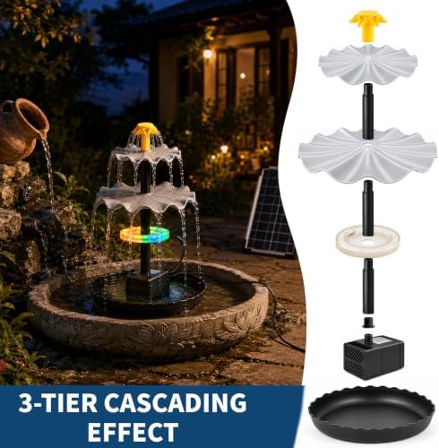 Yeomi 6W Solar Fountain for Bird Bath, Solar Fountain Pump - Image 4