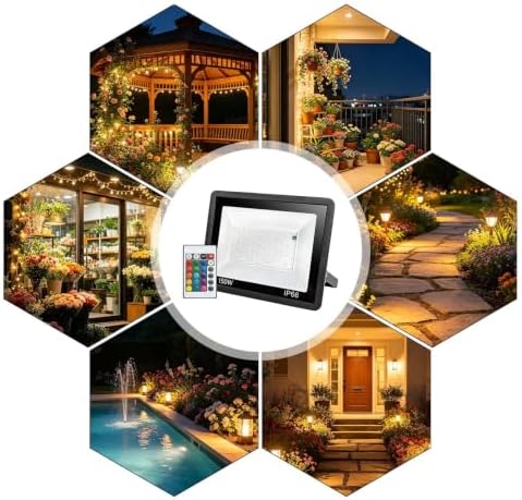 Exterior Flood Lights RGB Color – Changing Patio Fixture with Remote LED - Image 5