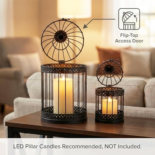 Vela Lanterns Decorative Bird Cage Candle Holders, Medium & Mini, Black - Image 4