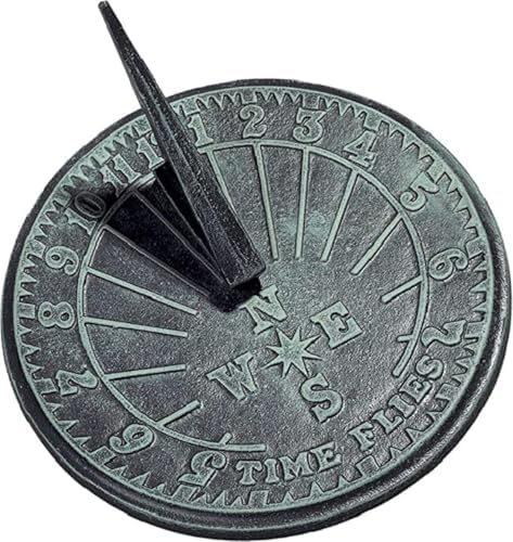 Time Flies Number Sundial with Stand Cast Brass Verdigris Finish Garden Gift - Image 2