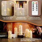 Flameless LED Candles with Timer 24 Pc Flickering Flameless Candles for Romantic Ambiance and Home Decoration Stable Acrylic Shell,with Embedded Star String，Battery Operated Candles（White） - Image 3