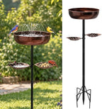 SiliFine 3" Deep 43" Tall Metal Bird Bath for Outside by SiliFine