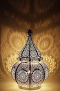 YILLE Vintage Antique Moroccan White Lantern Iron Table Lamp Moroccan Lantern Hanging Oriental Home Decor Candle Lanterns Outdoor Garden by Yille