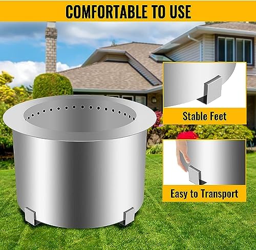 21.5-28.5" Smokeless Outdoor Fire Pit Stove Wood Campfire Grill for Outside Stainless Steel,Silver,21.5 Inch - Image 6