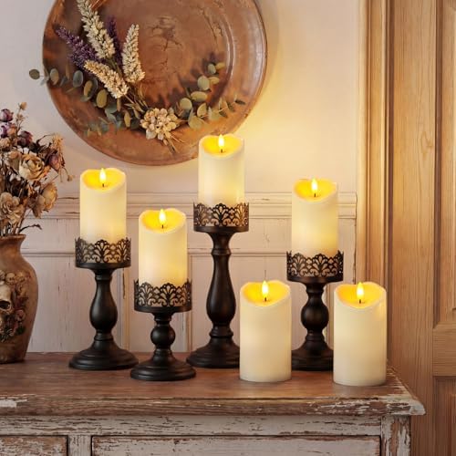 Homemory Waterproof Candles Outdoor, 6 Pack 3"x6" Flameless LED Pillar Candles with Remote & Timer, Battery Operated Flickering Candles for Patio, Garden, Lantern, Outdoor Decor - Image 3