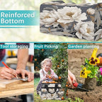 White Garden Tool Bag Organizer Heavy Duty Floral Flowers Gardening Tote Bag with 10 Pockets for Women Men Gardening Gifts - Image 7