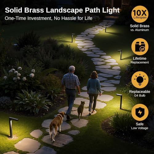 Gardenreet Brass Low Voltage L-Shaped Path Light, Black, G4, 3CCT, 6Pack - Image 2