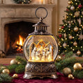 Christmas Snow Globe Lantern with Nativity Scene and Wise Men, Musical Water Lantern with Swirling Glitter, 6H Timer, USB Powered or Battery Operated, Vintage Christmas Tabletop Decor Gift by XPSCOCO