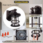 MICSIU 100W Max Vintage Farmhouse Oil Rubbed Bronze Outdoor Wall Light - Image 5