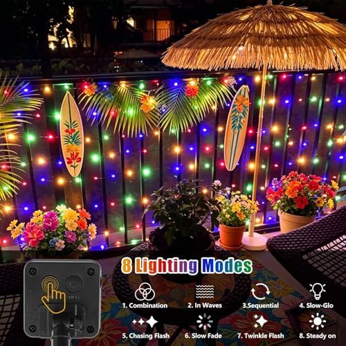 YEGUO 4 Pack Multicolor Solar Fairy Lights, Each 33ft 100 LED Christmas Lights Outdoor Waterproof, 8 Modes Sliver Wire Solar String Lights - Image 4