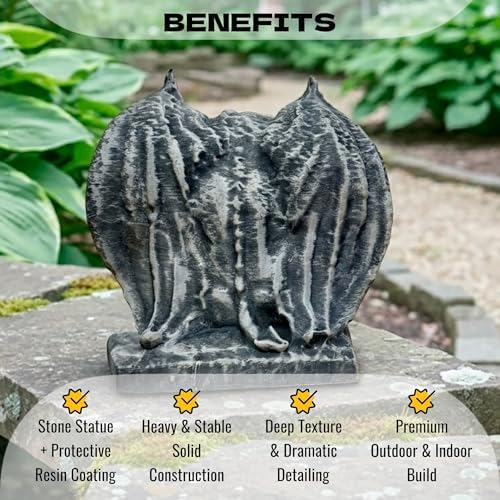 OLOMA Concrete Gargoyle Statue Handmade Outdoor Garden Decor Gothic Stone Monster Sculpture Fantasy Demon Cement Figurine Yard Patio Lawn Decoration Ornament Mythical Creature Gift - Image 2