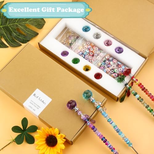 UFU 192Pcs DIY Fairy Wand Beaded Garden Stakes Kit, Decorative Garden Stakes with Colorful Crystal Pendants, Outdoor Fairy Garden Accessories, Beadable Items for Decor, Gifts & Craft (10 in) - Image 4