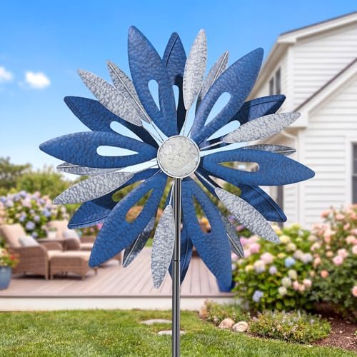 Homdox 84" Outdoor Metal Windmill, Large Kinetic Sculpture, Patio Art Decor by HOMDOX