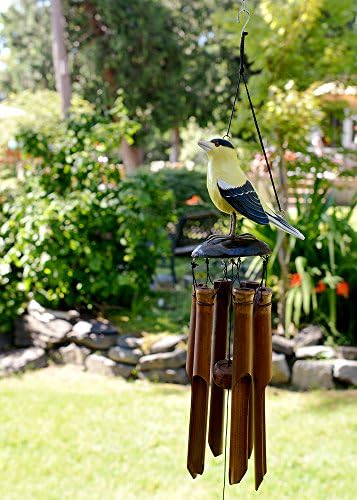Cohasset Gifts Bamboo Wind Chime | #175AG | American Gold Finch Bamboo Wind Chime | Wood, Outdoor, Home Décor for Decks, Garden, Porch | Hand Painted Yellow | - Image 3