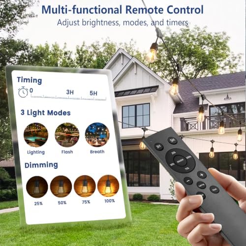 24FT String Lights for Outside, Remote & Waterproof, Connectable - Image 3