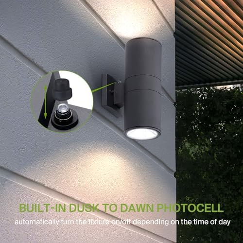 ASD 2 Light Dusk to Dawn Cylinder Outdoor Sconce Lights, E26 Base 6 Pack - Image 5