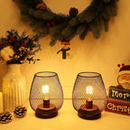 NEEDOMO Battery Operated Lamp Table Powered Lantern, Set of 4 Metal Cage Cordless Lamps with LED Bulb, Vintage Decorative Outdoor Lantern for Weddings, Parties, Patio, Events for Indoor Shelf Decor - Image 5