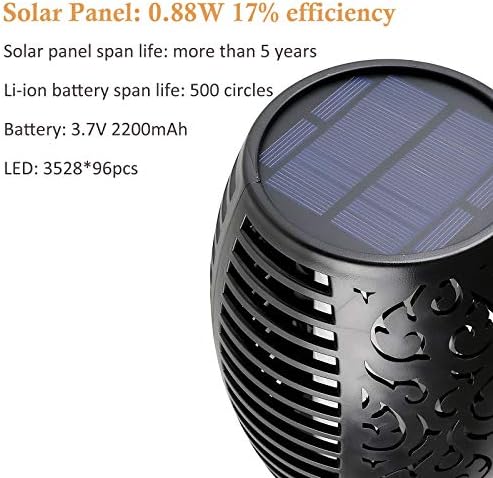 96 LED 3-Lighting Modes Solar Torch Light Dancing Flickering Flame Lamp (2 Pack) - Image 3