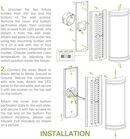 ASD LED Outdoor Sconce Lights, Nickel 3000K 4000K 5000K ETL - Image 6
