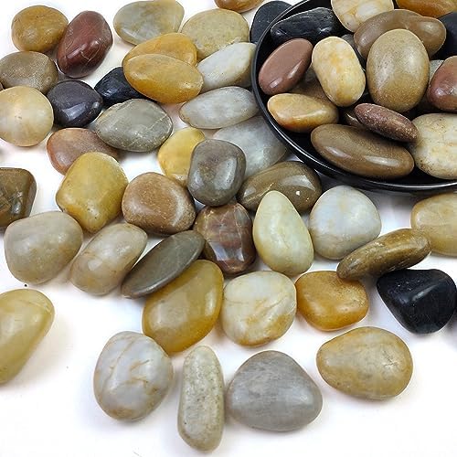 20LB High Polished Colorful River Rocks,1-2.2 Inch Mixed Colorful Pebbles for Garden Landscaping, Decorative Stones for Fish Tank, Vase Filling, Outdoor Decorative River Rocks by SHIZWU