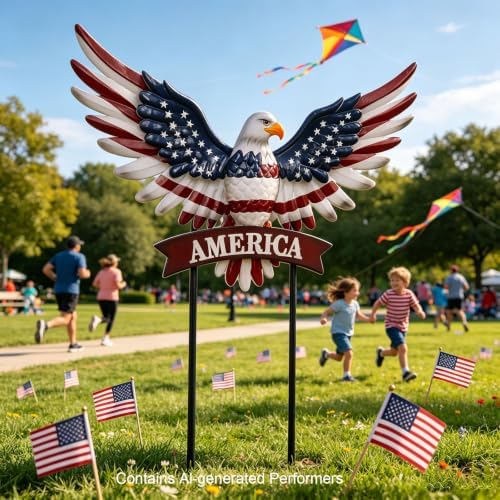 Large Eagle Patriotic Decor Garden Stakes Decorative with America - Image 2