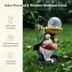 Solar Lights Outdoor Gnome Mushroom, Crackle Glass Statue, Garden Decor - Image 6