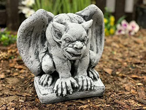 OLOMA Concrete monster statue Gothic Halloween decor Stone guardian gargoyle sculpture Garden demon figurine Outdoor cement decoration Yard art Angry gargoyle sculpture Gargoyle statue outdoor by OLOMA