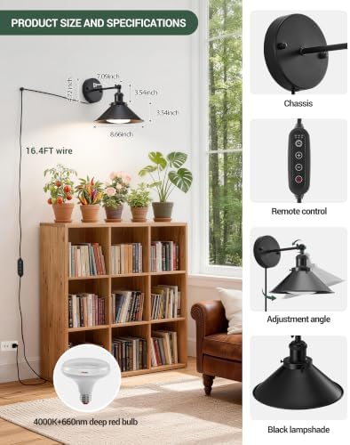 Bailoch Wall Mounted Grow Light for Indoor Plants, 4000K+660nm, 1-Pack - Image 2