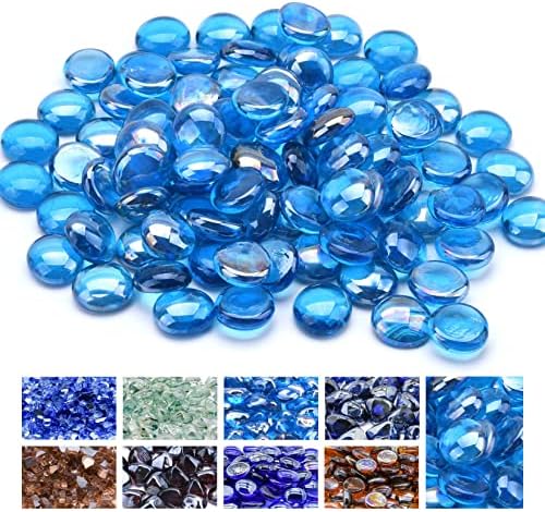 GasSaf 3/4 Inch Caribbean Blue Luster Fire Glass Beads, 20 Pound by GasSaf