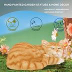 Elenon Cat Garden Statue Decorative for Yard, Orange Tabby Sleeping Cat Figurines Home Lawn Decor, Patio Kitten Tuxedo Statues Pets Memorial Ornament for Cat Lovers - Image 4