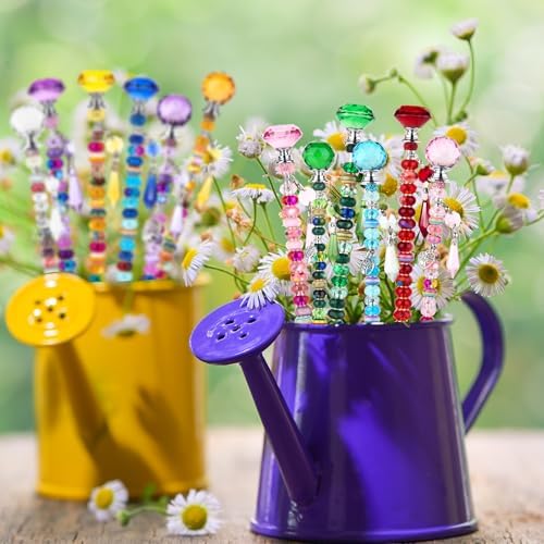 UFU 310Pcs DIY Fairy Wand Beaded Garden Stakes Kit, Decorative Garden Stakes with Colorful Crystal Pendants, Outdoor Fairy Garden Accessories, Beadable Items for Decor, Gifts & Craft (10 & 12 in) - Image 5