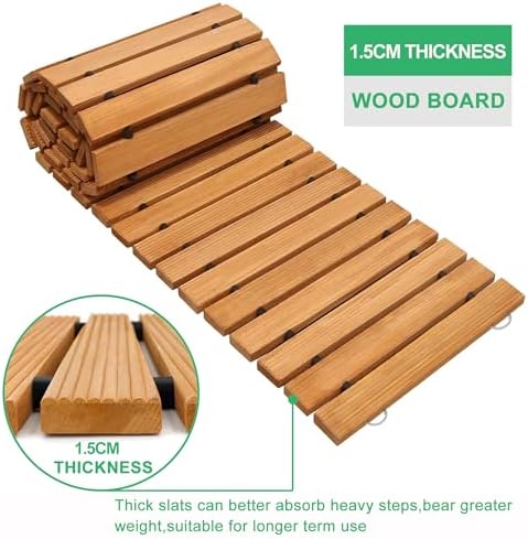 RELIANCER 24' Wooden Garden Pathway,Outdoor Roll Out Walkway,Patio Footpath - Image 3