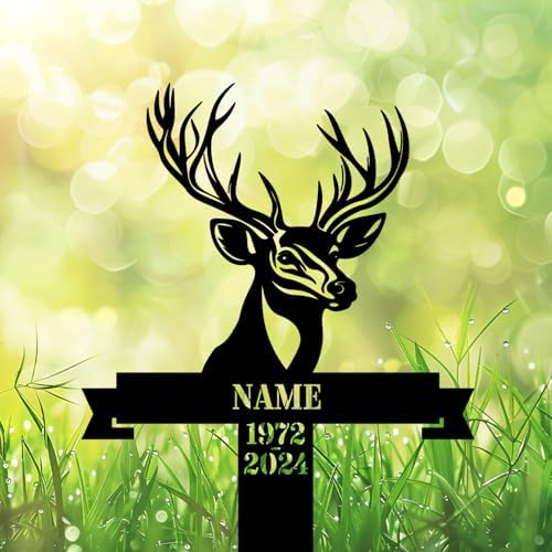 Personalized Hunter Grave Marker Deer Antlers Memorial Garden Stake 8-24 inch Hunter Dad Loss Gift, Hunter Memorial Gift Loss of Loved One (Deer Antlers) - Image 4
