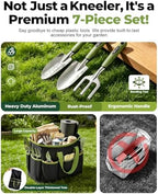 Garden Stool & Kneeler 7-Piece Set with 3 Aluminum Tools, Double-Layer Tote Bag & 2 Side Pouches - Foldable Gardening Bench Kit - Ideal Gifts for Women Mom Seniors (Light Green) - Image 4